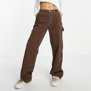 Signature8 wide leg brown utility pants